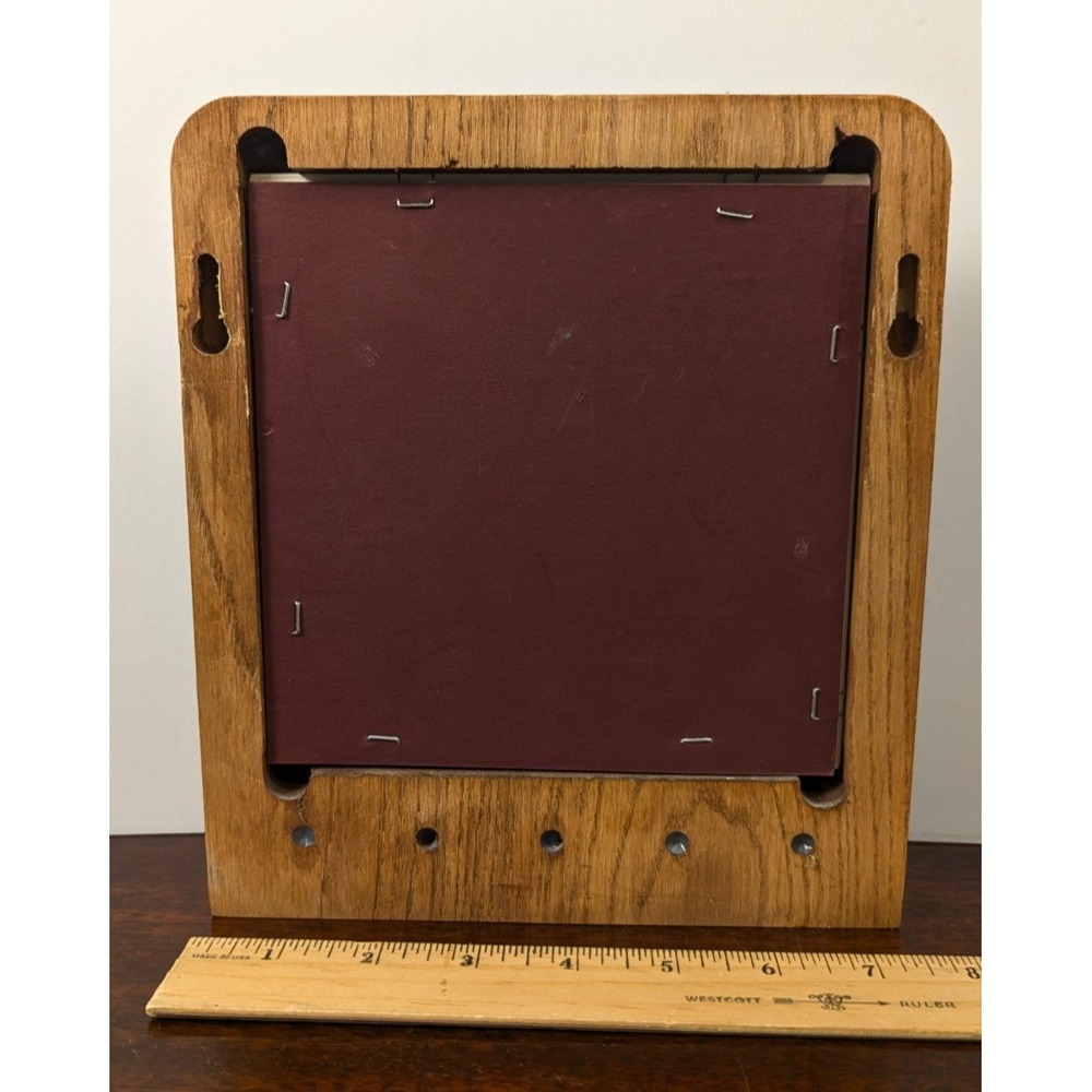 Vintage Oak Wooden Wall Key Holder Apple Decor 3 Peg Rack Country Farmhouse - Picture 4 of 6